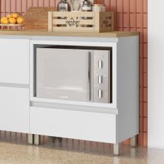 Imagem de Balcão Forno 1 Gaveta com Caixa Organizadora 70cm 100% MDF Rainha Branco/Marrom