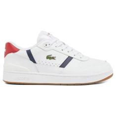 Imagem de Lacoste Tênis masculino T-Clip Set, Branca/Azul-marinho/vermelho, 42