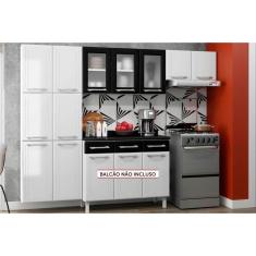 Imagem de Cozinha Completa Topázio Aço 3 Peças (2Aéreo+1Paneleiro) CZ68 Branco/Preto - Telasul