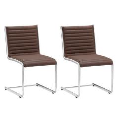 Imagem de Kit 2 Cadeiras Escritório Fixa Terracota Sem Braços Cromada - Alezzi