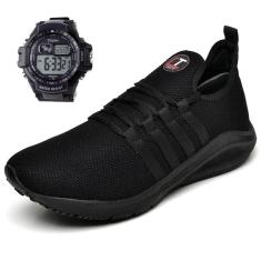 Imagem de Kit Tênis Academia Leve Confortável Corrida Caminhada Treino Esportivo + Relógio Esporte-Unissex