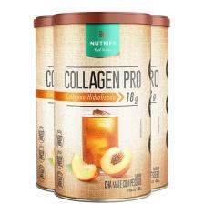 Imagem de Kit 3 Collagen Pro Colágeno Hidrolisado Chá Mate com Pessêgo Nutrify 450g
