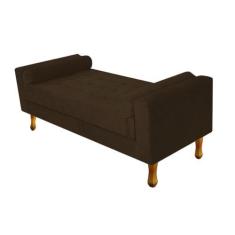 Imagem de Recamier Divã Félix Baú 120 Cm Estofado Luiz Xv Sofá Suede Marrom Para