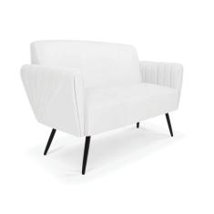 Imagem de Sofá Namoradeira Pés Palito de Ferro Bruna Corino Branco - D`Rossi