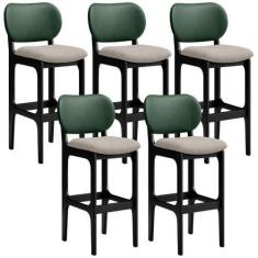 Imagem de Kit 5 Banquetas Alta Bar Cozinha Sala Jantar Betta L02 Preto Facto Ver