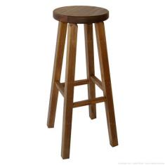Imagem de Banqueta Alta Hardman Madeira Nogueira Assento Redondo - Hardman Móvei