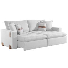 Imagem de Sofá Cama Zeus 4 Lugares Retrátil e Reclinável 240cm Tecido Linho Innove Cor Gelo