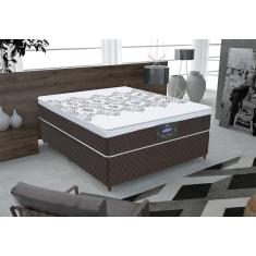 Imagem de Cama Box Casal + Colchão Molas Ensacadas D28 Marrom Gazin New York 65x138x188