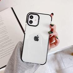 Imagem de Capa de telefone para iphone 13 12 11 pro max mini 7 8 plus se 2020 x xr xs max silicone macio capa traseira transparente, preto claro, para iphone 12pro max