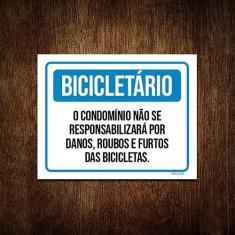 Imagem de Placa Bicicletário Condomínio Roubos Bicicletas 36x46