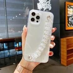 Imagem de Pulseira de pulso cristal transparente de luxo com corrente para iPhone 11 13 14 Pro XR Xs Max 12mini SE2 6 7 8 Plus Capa de silicone macio, transparente, para iPhone 11 Pro