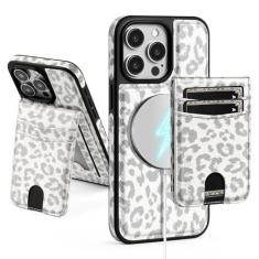 Imagem de SkyEagle Capa carteira magnética 2 em 1 removível para iPhone 13 Pro da Magsafe compatível com porta-cartões, mulheres e homens, couro sintético com bloqueio de RFID, compartimentos de crédito, para