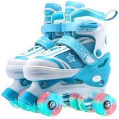 Imagem de WELLWON Patins infantis para meninos e meninas, patins ajustáveis de 4 tamanhos com rodas iluminadas, tênis de patins para crianças de 8 a 12 anos, esportes internos e externos