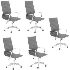 Imagem de Conjunto Com5 Cadeiras de Escritório Presidente Giratória Office Sevilha Alta Preto
