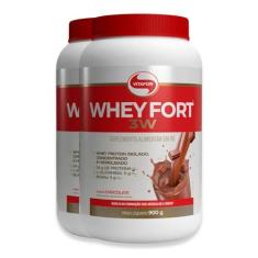 Imagem de Kit 2 Whey Fort 3W Vitafor 900g Chocolate