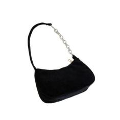 Imagem de Bolsa Pequena Aveludada Forrada Retrô Vintage de Mão Ombro - Bag, Pret