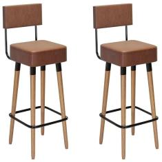 Imagem de Kit 2 Banquetas Para Bancada Estofada Bariloche Café