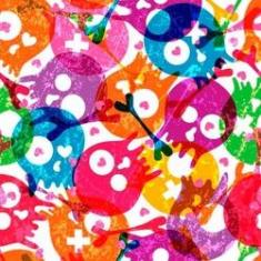 Imagem de Papel de Parede Adesivo Caveiras Coloridas 0310 Rolo 0,58x3M