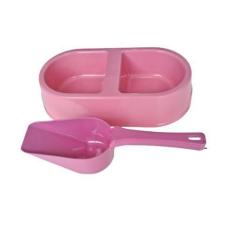 Imagem de Kit Comedouro Duplo E Pá Higiênica Para Gatos Pp Plástico - Leandro