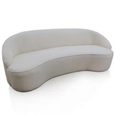 Imagem de Sofá Curvo Montserrat 210cm 03 Lugares Linho Sintético Cru - Nexta Cas