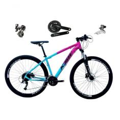 Imagem de Bicicleta Aro 29 Ksw Xlt Shimano Altus 24v Freio Disco Hidráulico Garfo Trava - Rosa/azul Tam.19