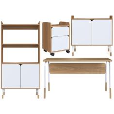 Imagem de Conjunto Escritorio Home Office 4 Peças 279x88x98x96x97 Branco Hanover Artesano Hanover Branco