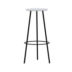 Imagem de Banqueta Alta Bistrô Tripé Metal Assento Madeira Preto/Branco