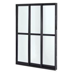 Imagem de Porta de Alumínio Correr 210x200cm 3 Folhas Vidro Liso Atlântica Preto