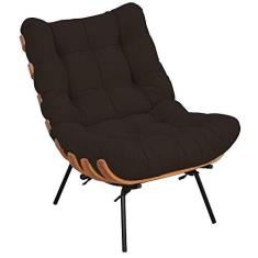 Imagem de Poltrona Decorativa Sala de Estar Costela L02 Suede Marrom - Lyam Decor