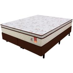 Imagem de Cama Box King Colchão Molas Ensacadas + Box Microfibra Marrom Bf Colchões 193x203x57cm