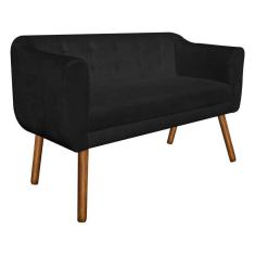 Imagem de Namoradeira Julia 2 Lugares Suede Preto Pés Palito Castanho