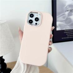 Imagem de Capa luxuosa fosca de silicone macio para iPhone 14 Plus 13 12 11 Pro Max X XR XS Max à prova de choque com revestimento protetor grosso, rosa, para iPhone 12Pro Max