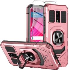 Imagem de Mocotto Capa para celular BLU View 4 BLU View 2 2023 com protetor de tela de vidro temperado, capa protetora resistente à prova de choque de grau militar, com suporte de anel protetor de corpo inteiro