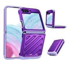 Imagem de Capa de telefone armadura galvanizada para Samsung Galaxy Z Flip 5 4 3 Flip5 Flip4 Flip3 5G Capa dura protetora completa, roxa, para Galaxy ZFlip3