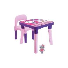 Imagem de Mesa Infantil Hello Kitty Com Cadeira E Divisórias+Brinde - Grande Tam