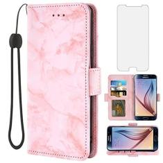 Imagem de Asuwish Compatível com Samsung Galaxy S6 e protetor de tela de vidro temperado, compartimento para cartão celular, suporte para cartão, capa de celular para Glaxay S 6 Gaxaly 6s Galaxies GS6 SM-G920V