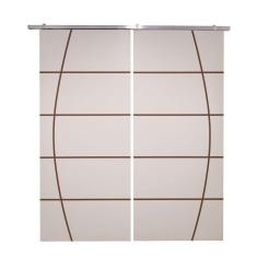 Imagem de Porta Dupla Branco Prime Frisada Kit Alumínio F01 - 210x160