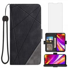 Imagem de Asuwish Capa carteira compatível com LG G7 ThinQ e protetor de tela de vidro temperado, capa flip com suporte de cartão, capas para celular LGG7 One G 7 Plus LG7 Fit LG7ThinQ 7G Thin Q G7+ G7thinq