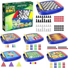 Imagem de Kit Tabuleiro com 8 jogos em 1 Dama Xadrez Gamão Ludo Art brink