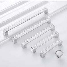 Imagem de Guolich 2 peças centrais de furo 7,55 polegadas (192 mm) puxador de gaveta de cozinha puxador de armário de porta puxador de liga de zinco moderno ferragens de latão escovado para guarda-roupa armário