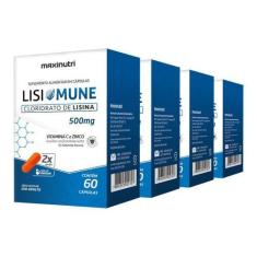 Imagem de Kit 04 Lisimune Lisina Vitamina C Zinco 60 Caps Maxinutri