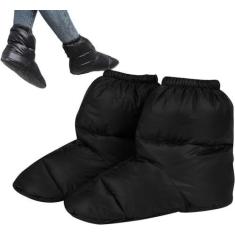 Imagem de Botas para homens, chinelos de acampamento para baixo, 20D 400T de nylon de alta densidade, botas de pato de inverno, chinelos de acampamento de inverno antiderrapantes, botas de neve para homens e mu