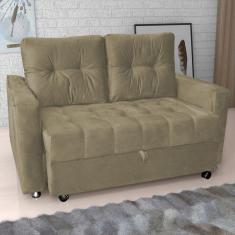 Imagem de Sofá Cama 2 Lugares Yago Veludo Turkey Cappuccino
