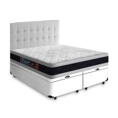 Imagem de Cama Box Baú Queen + Cabeceira Cassis + Colchão Espuma D45 Castor Black White Double Face 158cm