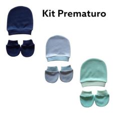 Imagem de Kit 6 Peças - Touca + Luvas Bebê Prematuro Boneca Reborn Algodão - Lol