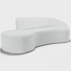 Imagem de Sofá 3 Lugares Curvo Sala de Estar Living Firenze Direito D02 Corano Branco 180 cm C-12 - Lyam