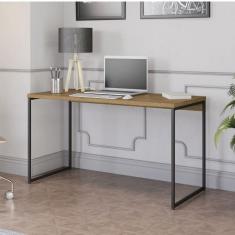Imagem de Mesa de Escritório Secretaria 136cm Industrial Kappesberg Freijó/Preto Fosco