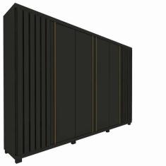 Imagem de Guarda Roupa Casal Ripado 6 Portas 4 Gavetas Absolut New Grafite - Gel