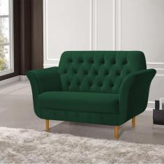 Imagem de Namoradeira Pés Palito em Madeira Playa 2 Lugares Veludo Verde