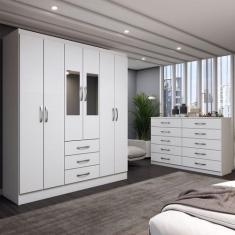 Imagem de Guarda-Roupa Casal Caroline 6 Portas 3 Gavetas e Espelho com Cômoda 10